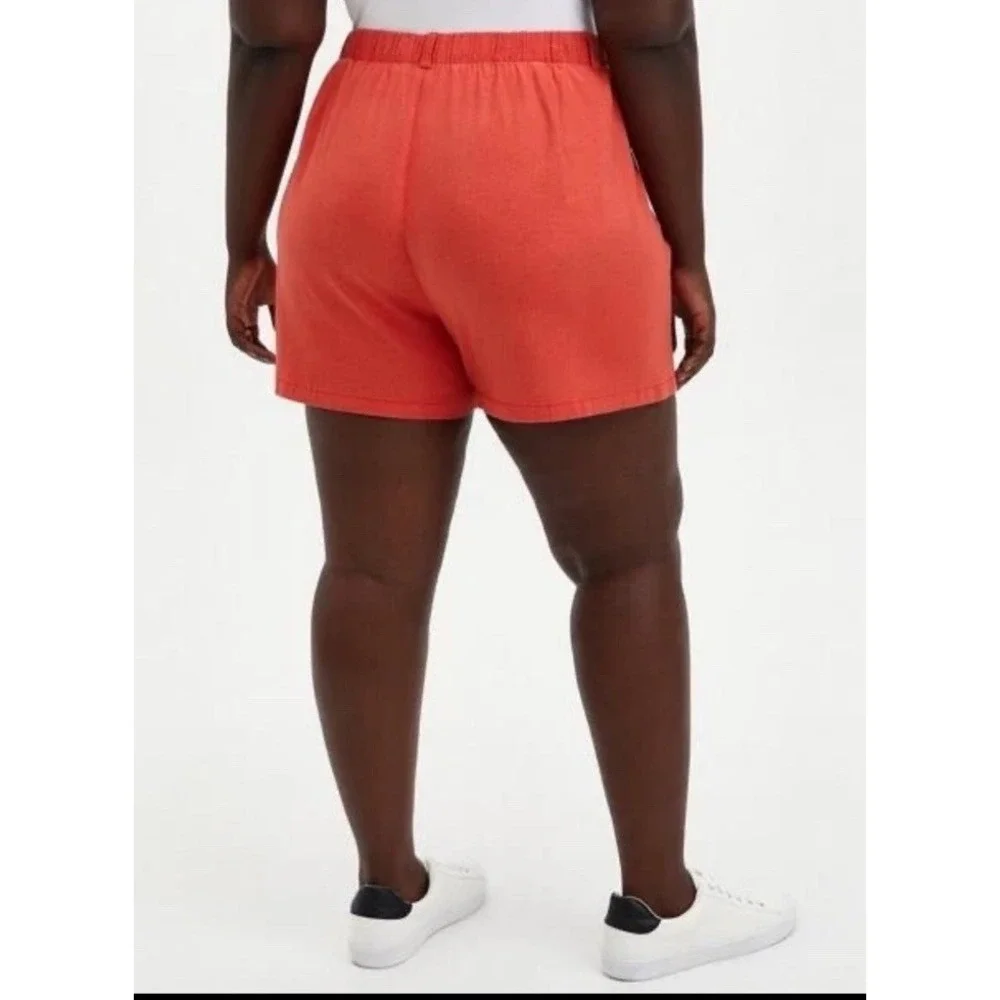 Torrid Shorts Women 12 Orange Linen Blend Pleated High Waist Sailor Resort